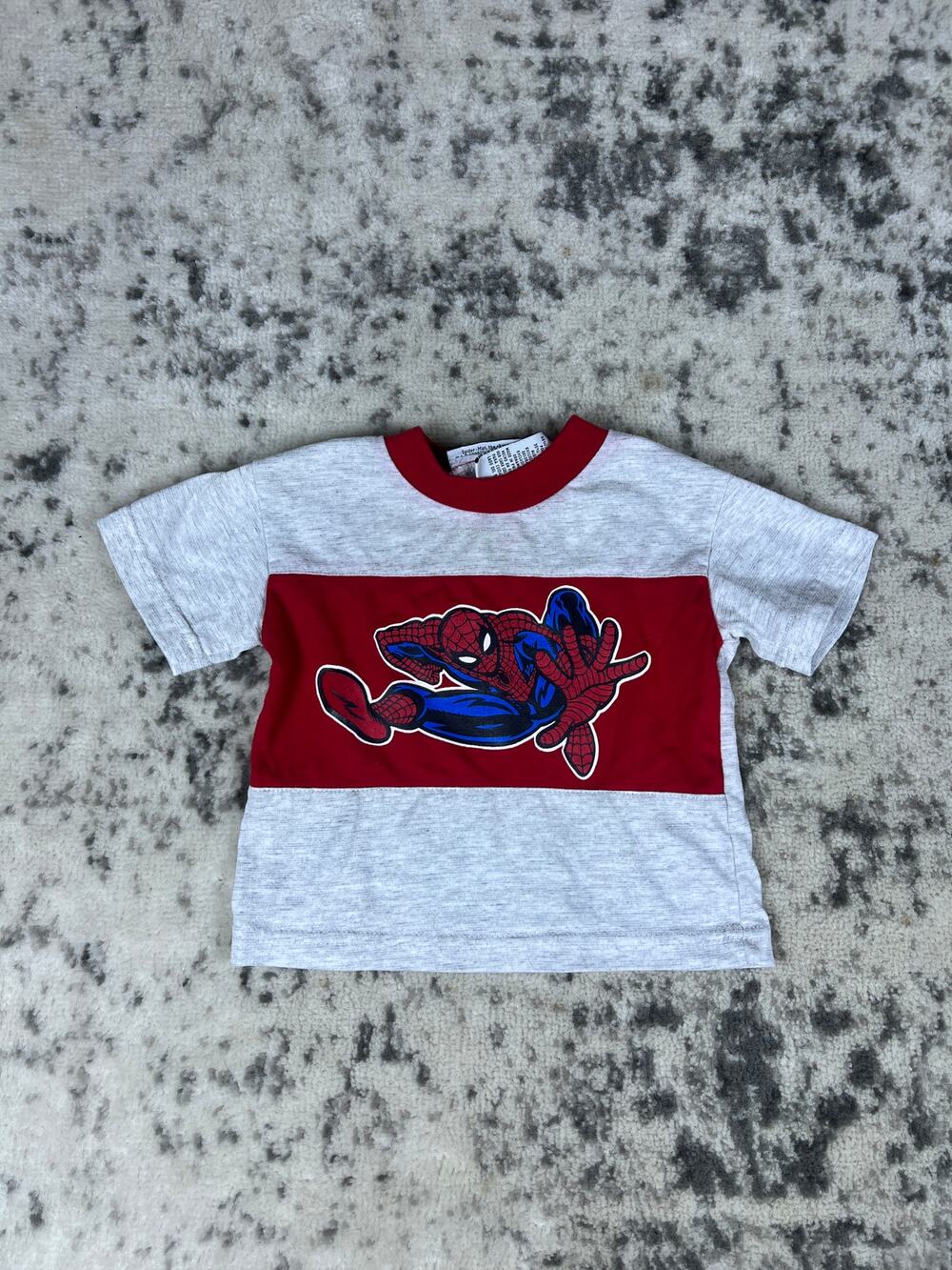 Vintage Marvel Spiderman Ringer T-Shirt Kids 12M Red Y2K 2000's Graphic Tee